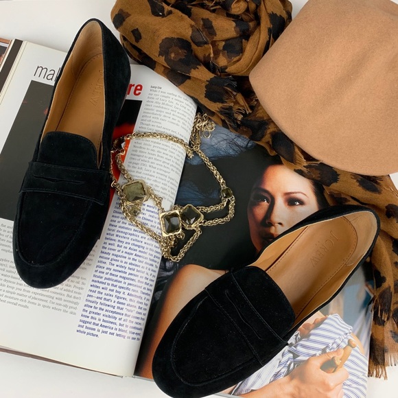 [SOLD] LJ. Crew Suede Penny Loafers Black Size 7 - Picture 1 of 6